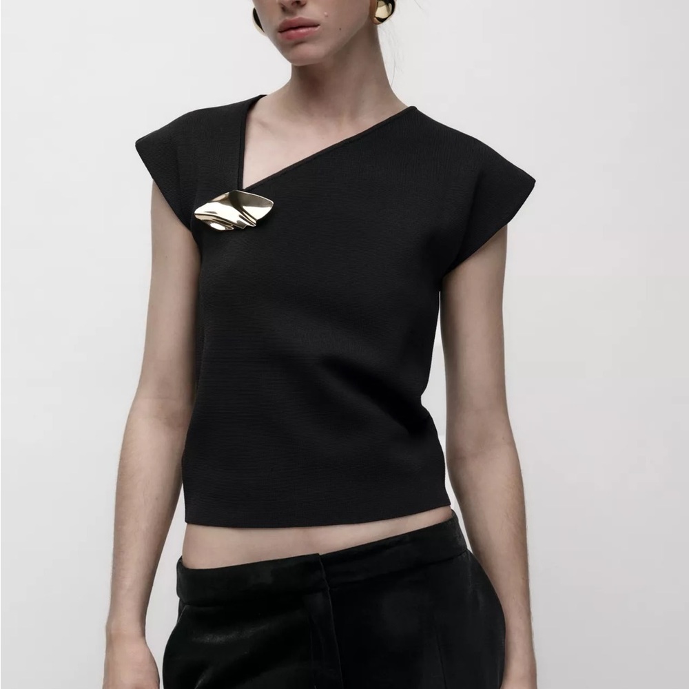 Zara knit top with golden appliqué